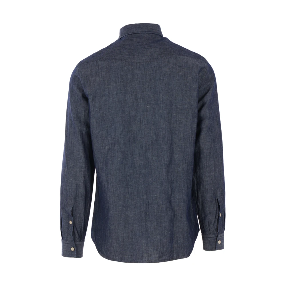 Lardini Blauwe Denim Overhemd Klassieke Stijl Blue Heren