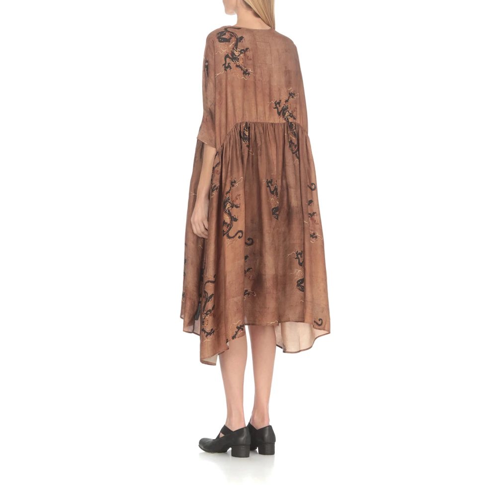 UMA Wang Bruine jurk met contrasterend patroon Brown Dames