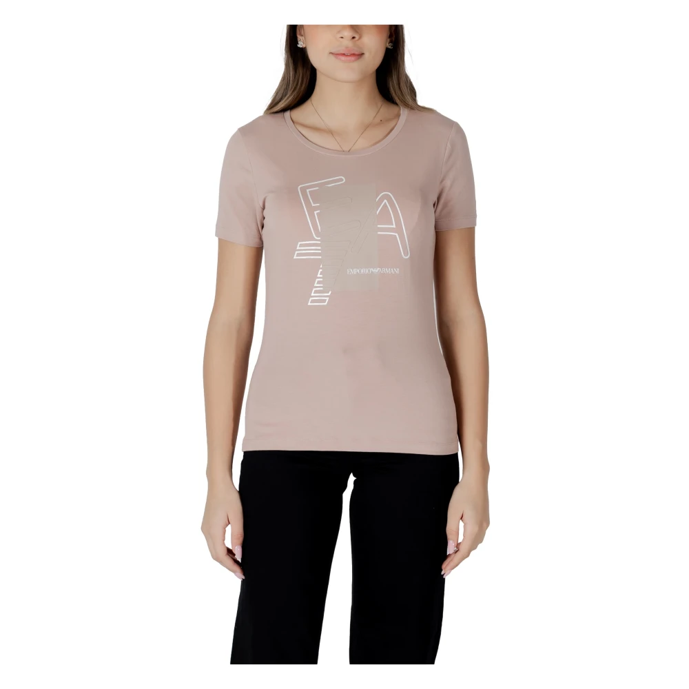 Emporio Armani Ea7 Women's Pink Round Neck T-Shirt Extra Large