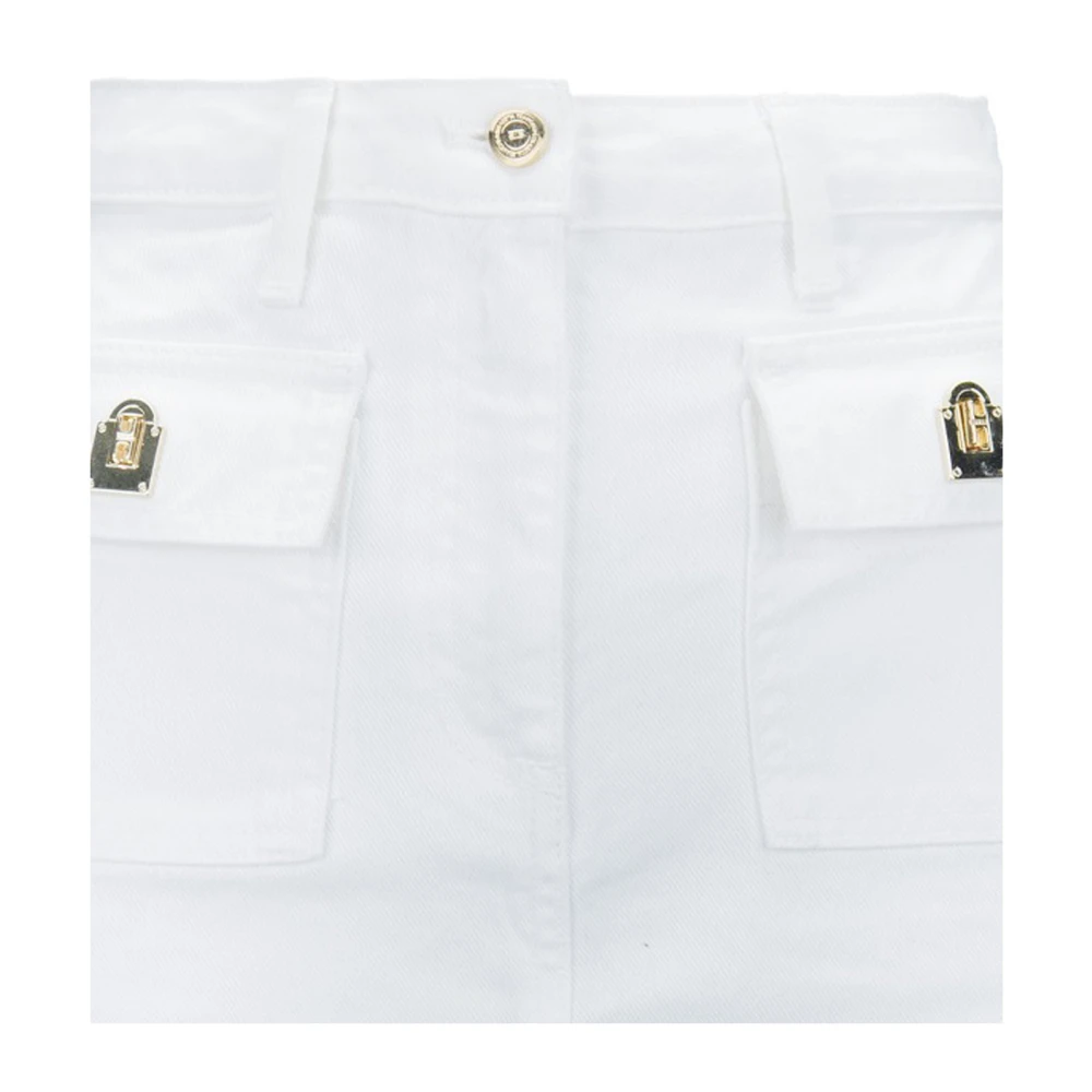 Elisabetta Franchi Denim Minirok met Rits Knoop White Dames