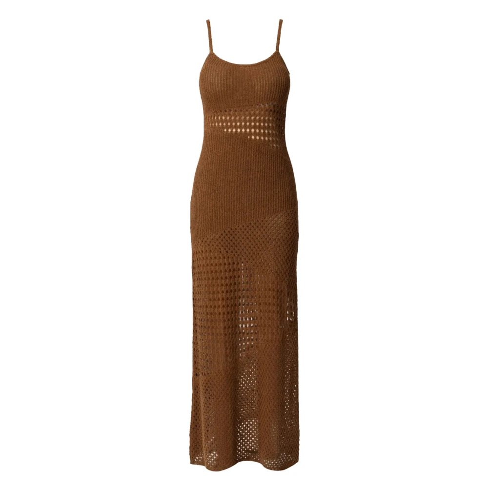 Akep Women's Brown Maxi Dresses, S, Longuette Dress