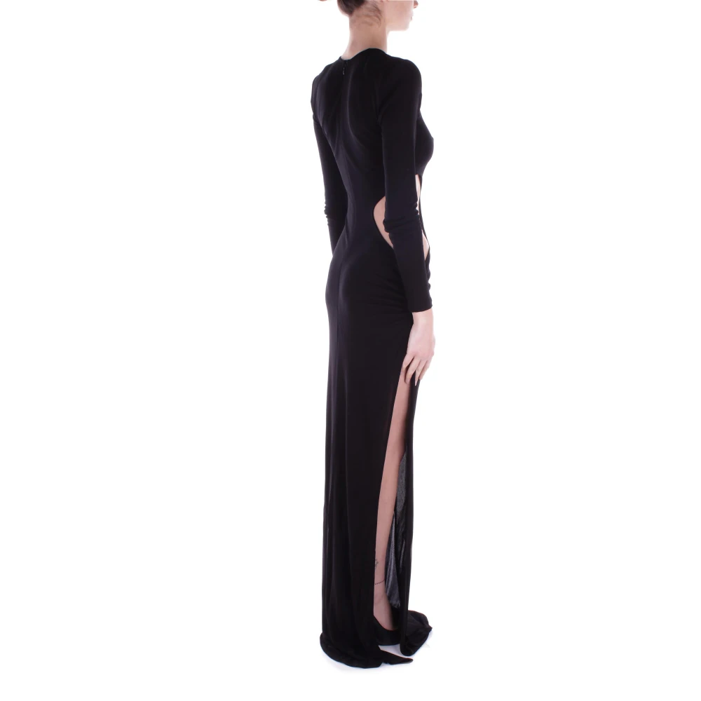 Elisabetta Franchi Zwarte Jurk met Achterrits Split Black Dames