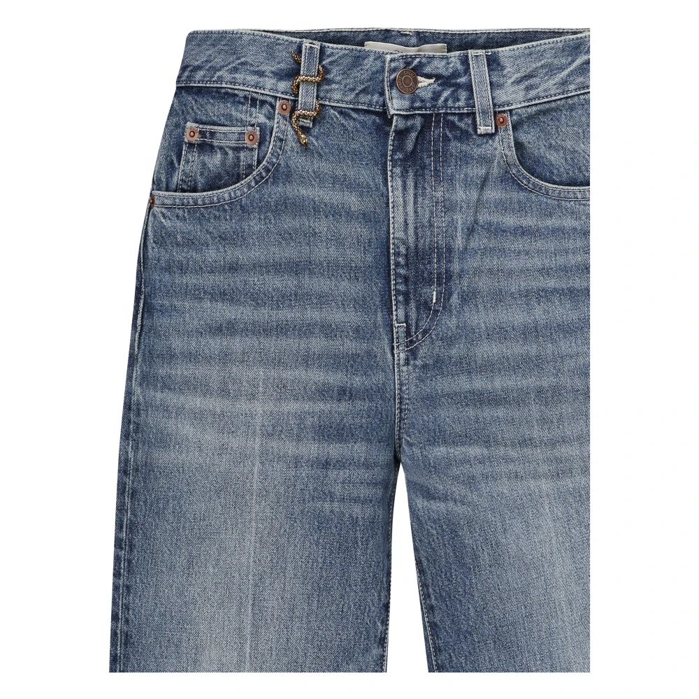 Chloé Blauwe Slang Jeans met Leren Applicatie Blue Dames