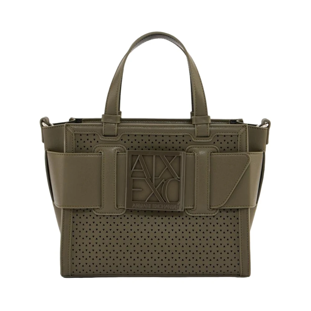 Armani Exchange Vrouw Groente Tassen Dames, Groen, One Size, Polyester, Shopper Van Monochrome Technische Stof