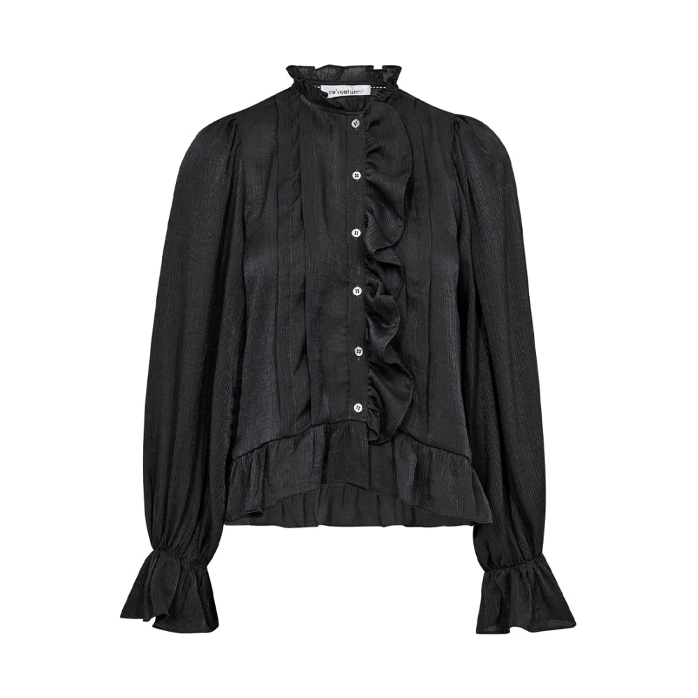 Co'Couture Ruche Shirt Antraciet Blouse Black Dames