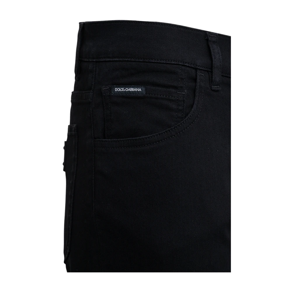 Dolce & Gabbana Slim-Fit Zwarte Stretch Denim Jeans Black Heren