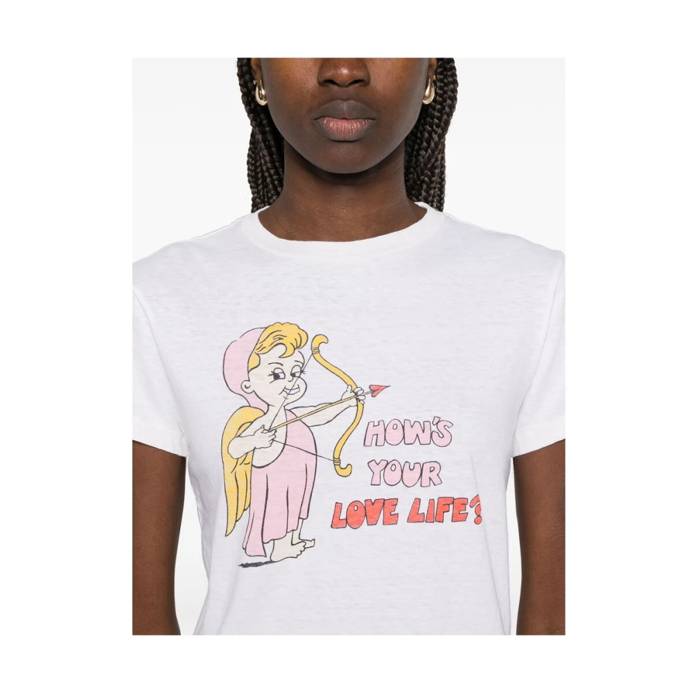 Re Done Illustratie-stijl Print Wit T-shirt White Dames