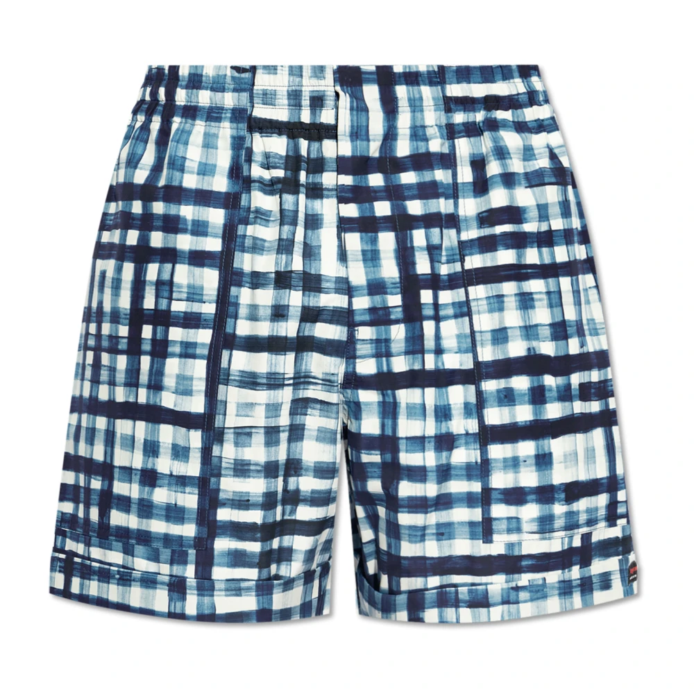 Bottega Veneta Geruite patroon shorts Blue Heren