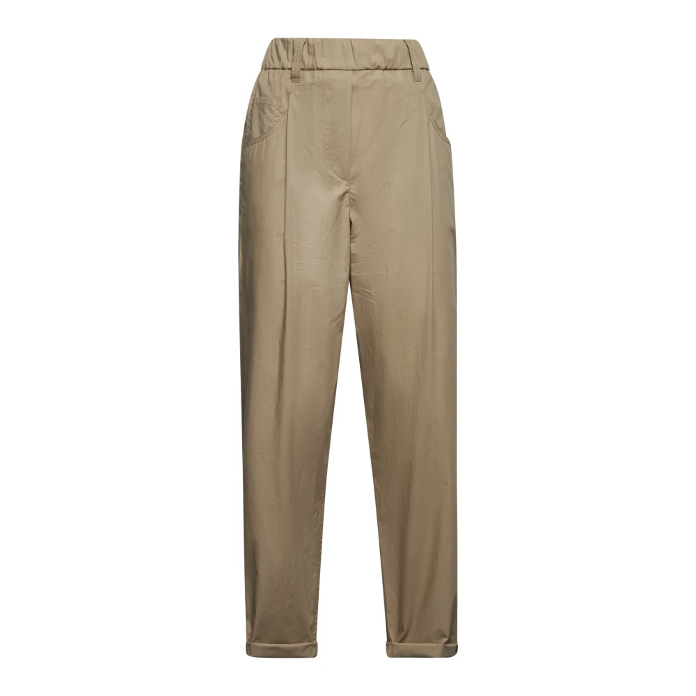 Høy Midje Tapered Leg Beige Bukser