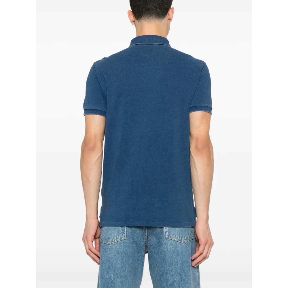 Polo Ralph Lauren Aangepaste Slim Fit Katoenen Polo Shirt Blue Heren