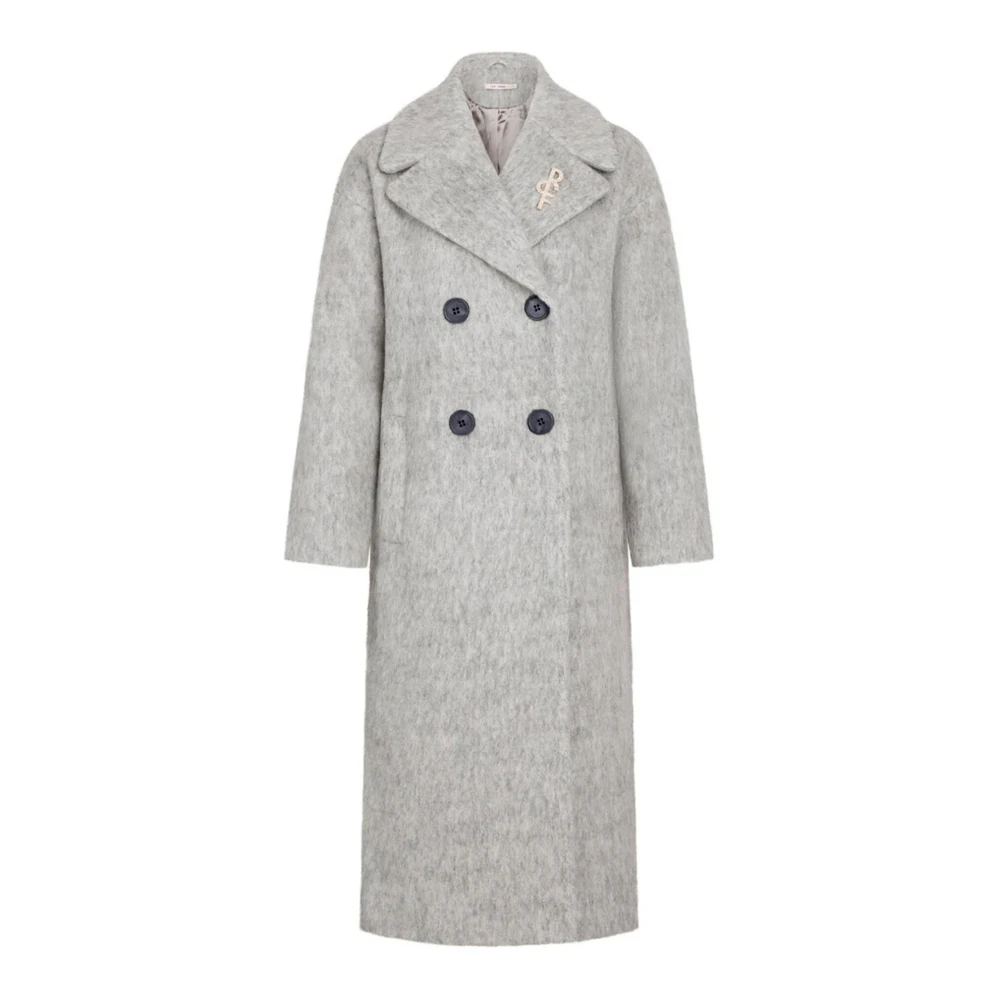 RUE de Femme Elegante Tijdloze Lange Jas Licht Grijs Gray Dames