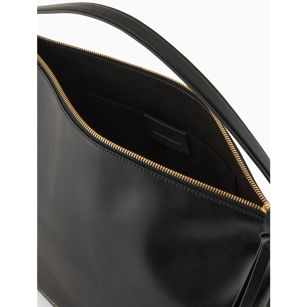 Emporio Armani Glad leren enkele handvat zwarte tas Black Dames