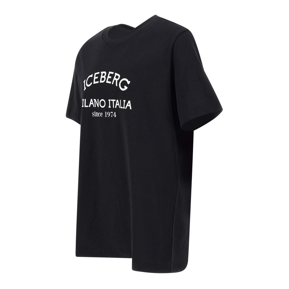 Iceberg Zwarte Katoenen T-shirt met Logoprint Black Heren