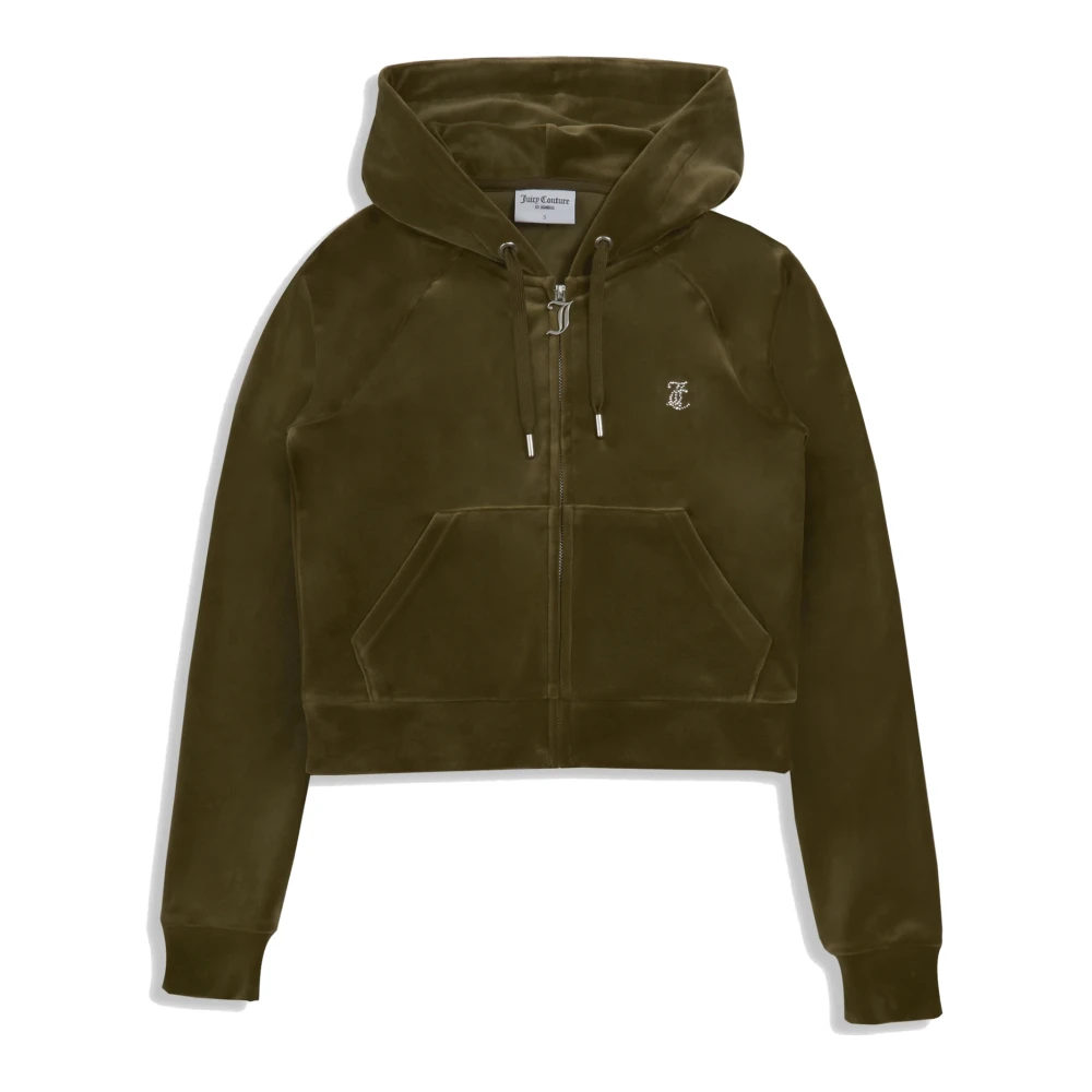 Juicy Couture Effen Logo Hoodie met Trekkoordsluiting Green Dames