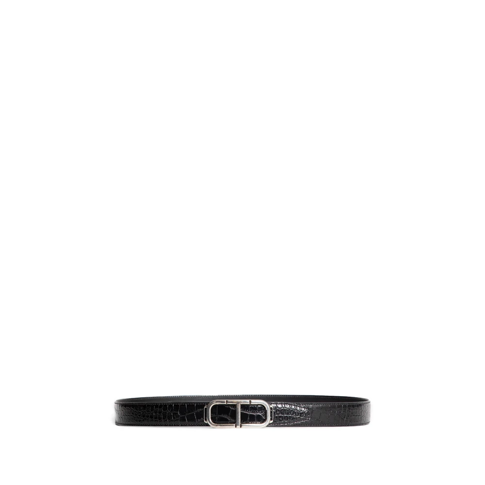 Tom Ford Krokoprint leren T-logo riem Black Heren