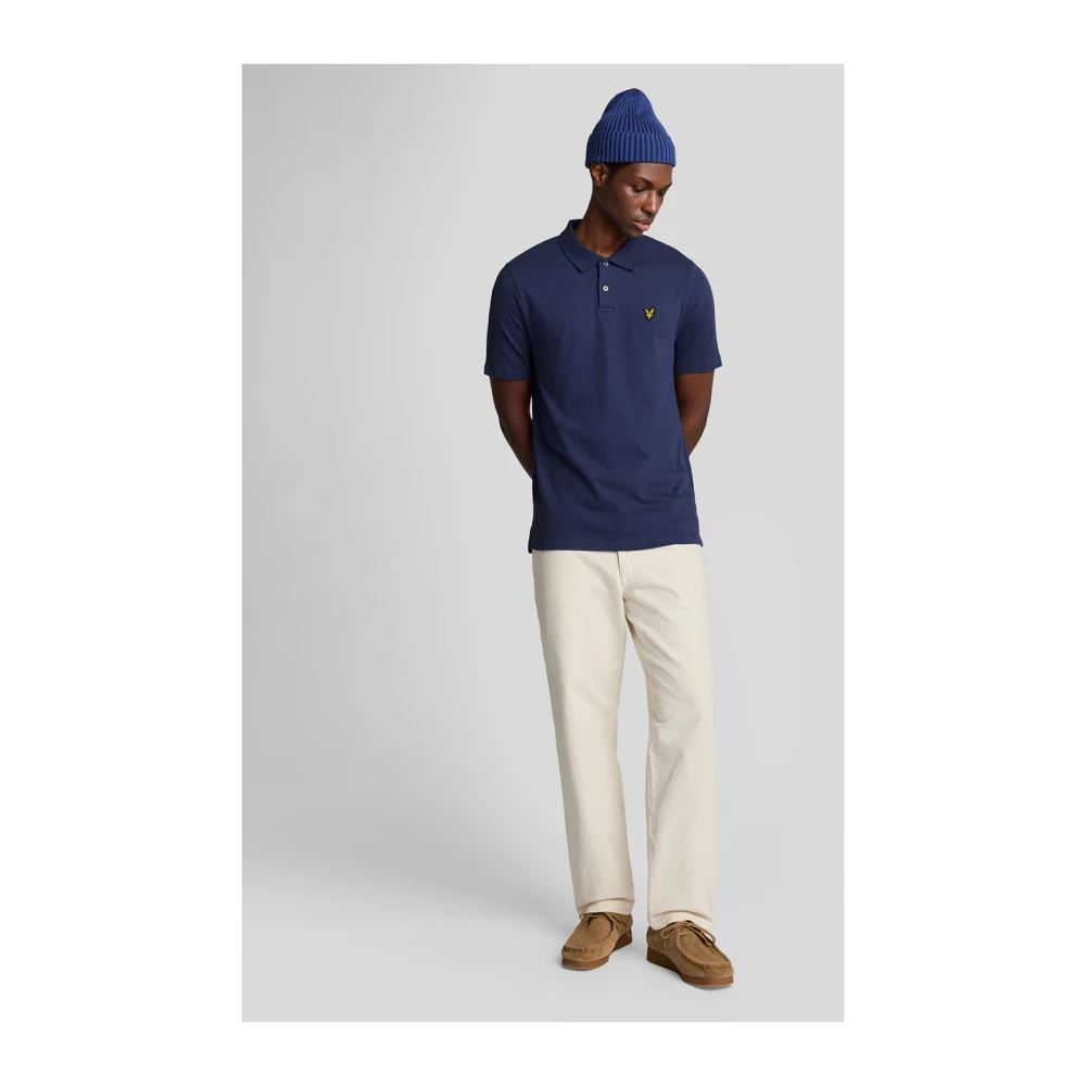 Lyle & Scott SS Polo Shirts Crepe Polo Shirt Blue Heren