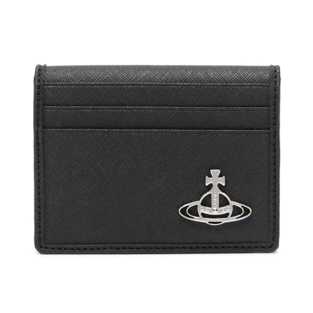 Vivienne Westwood Svart plånbok i konstläder med signatur Orb-plaque Black, Herr