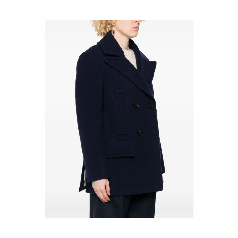 Tela Navy Blauwe Wollen Jas Blue Dames