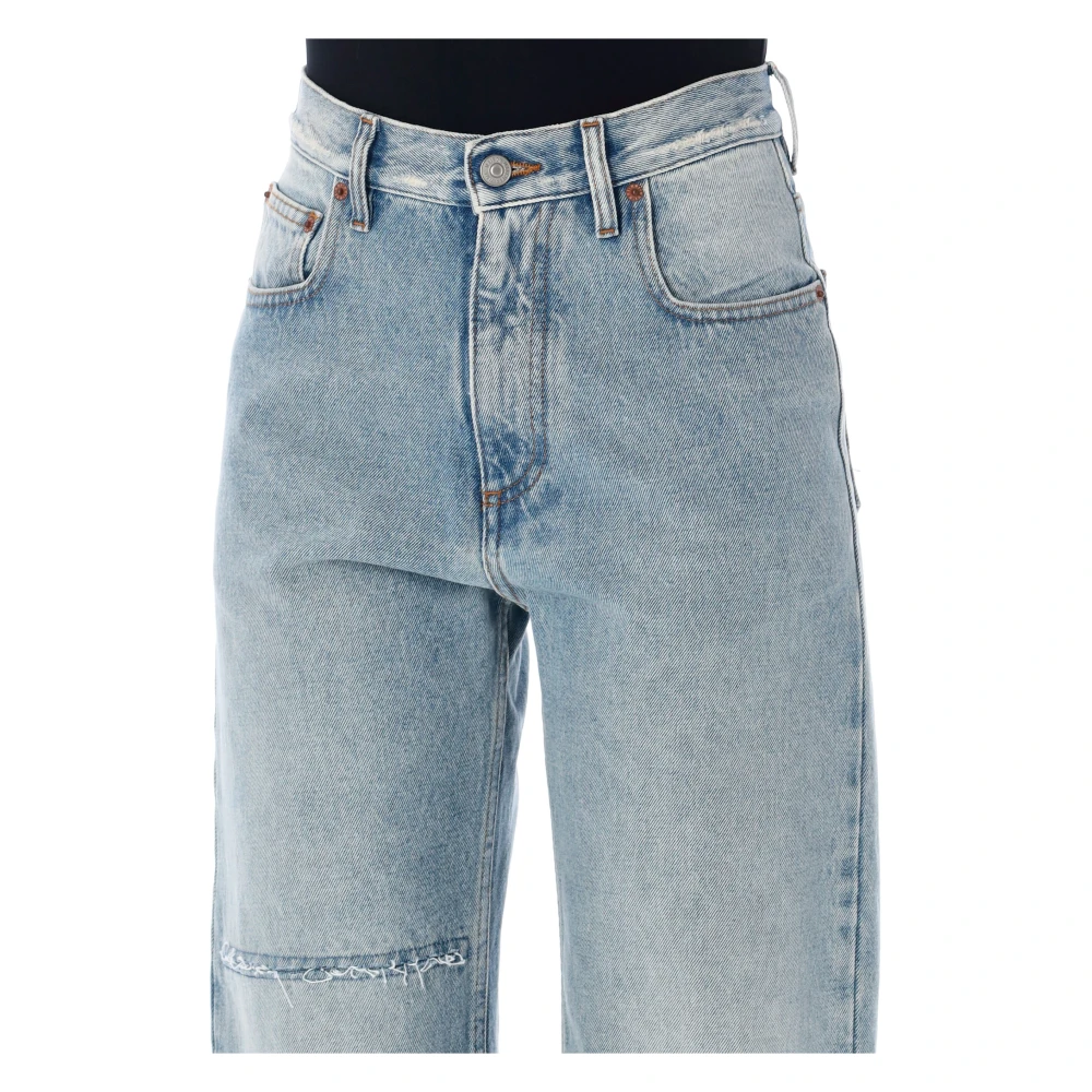 MM6 Maison Margiela Lichtblauwe Distressed Slim Denim Jeans Blue Dames