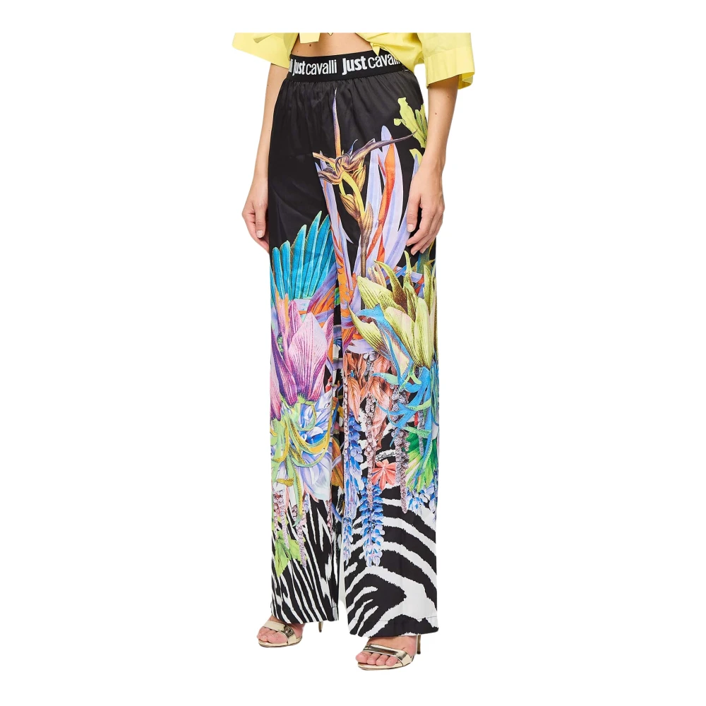 Just Cavalli Wijde broek met jungleprint Multicolor Dames