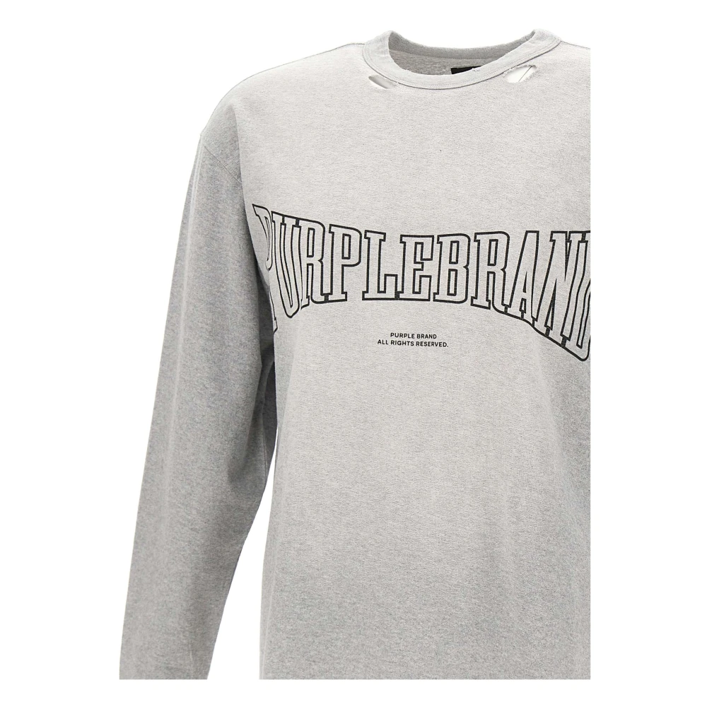 Purple Brand Gestructureerde Tee Katoenen Trui Grijs Gray Heren