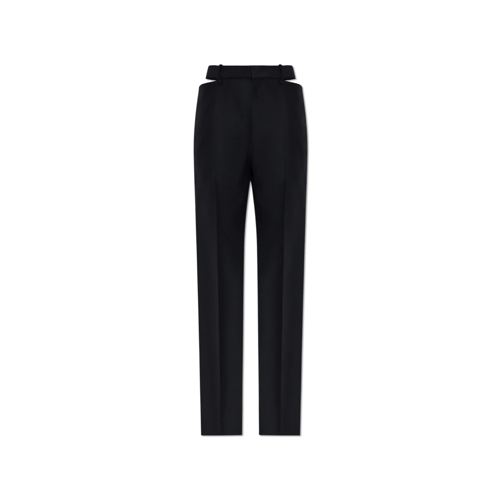 Jil Sander Vrouw Blauw Broeken Dames, L, Wol, Cut-Out Wollen Broek