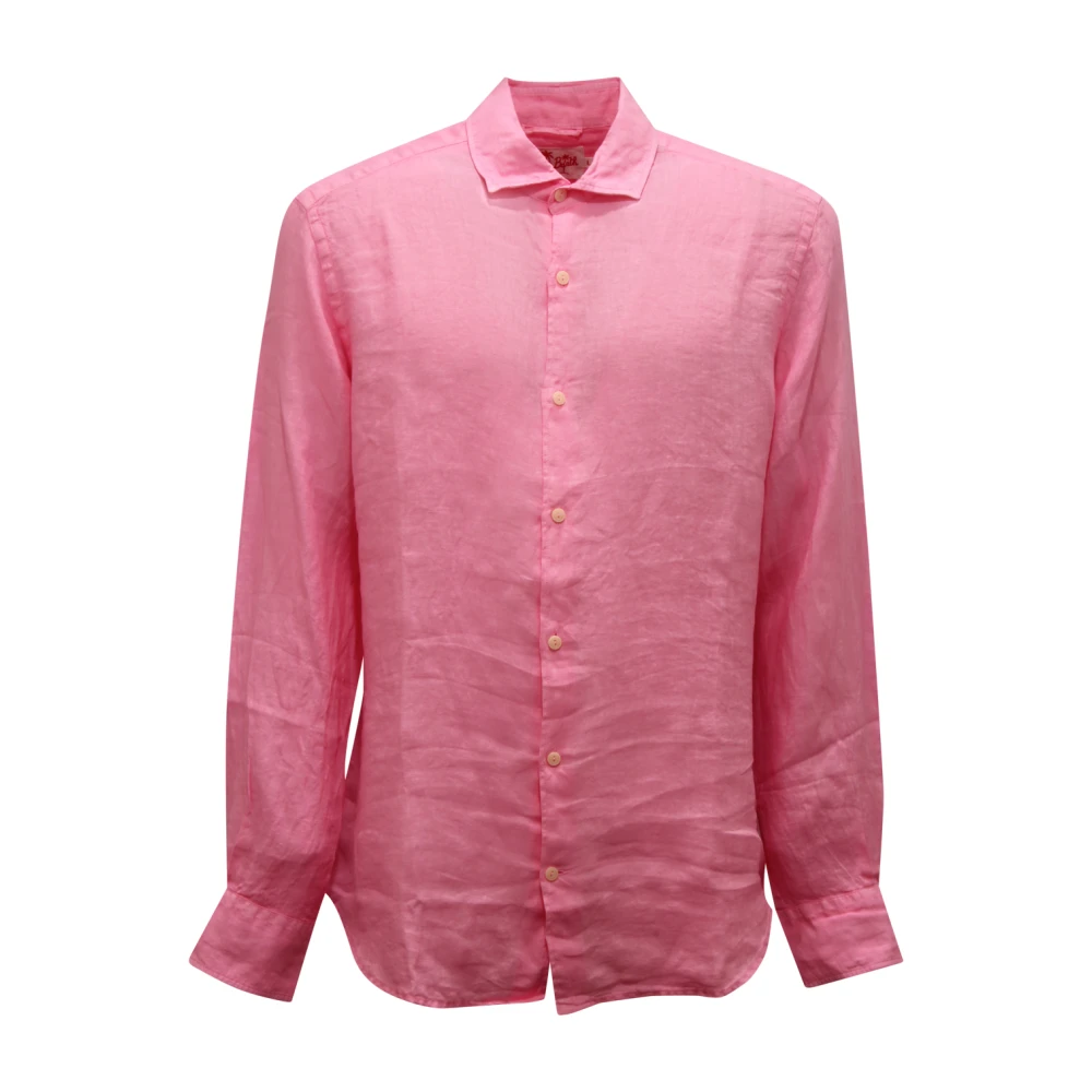 Mc2 Saint Barth Pink Casual Shirts, Male, Xl, Pamplona Linen Shirt