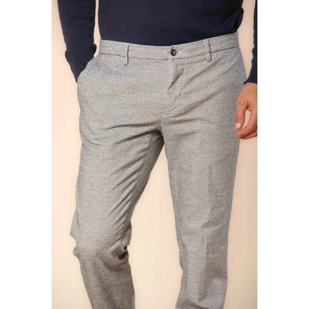 Mason's Heren Chino Broek met Glen Check Patroon Gray Heren