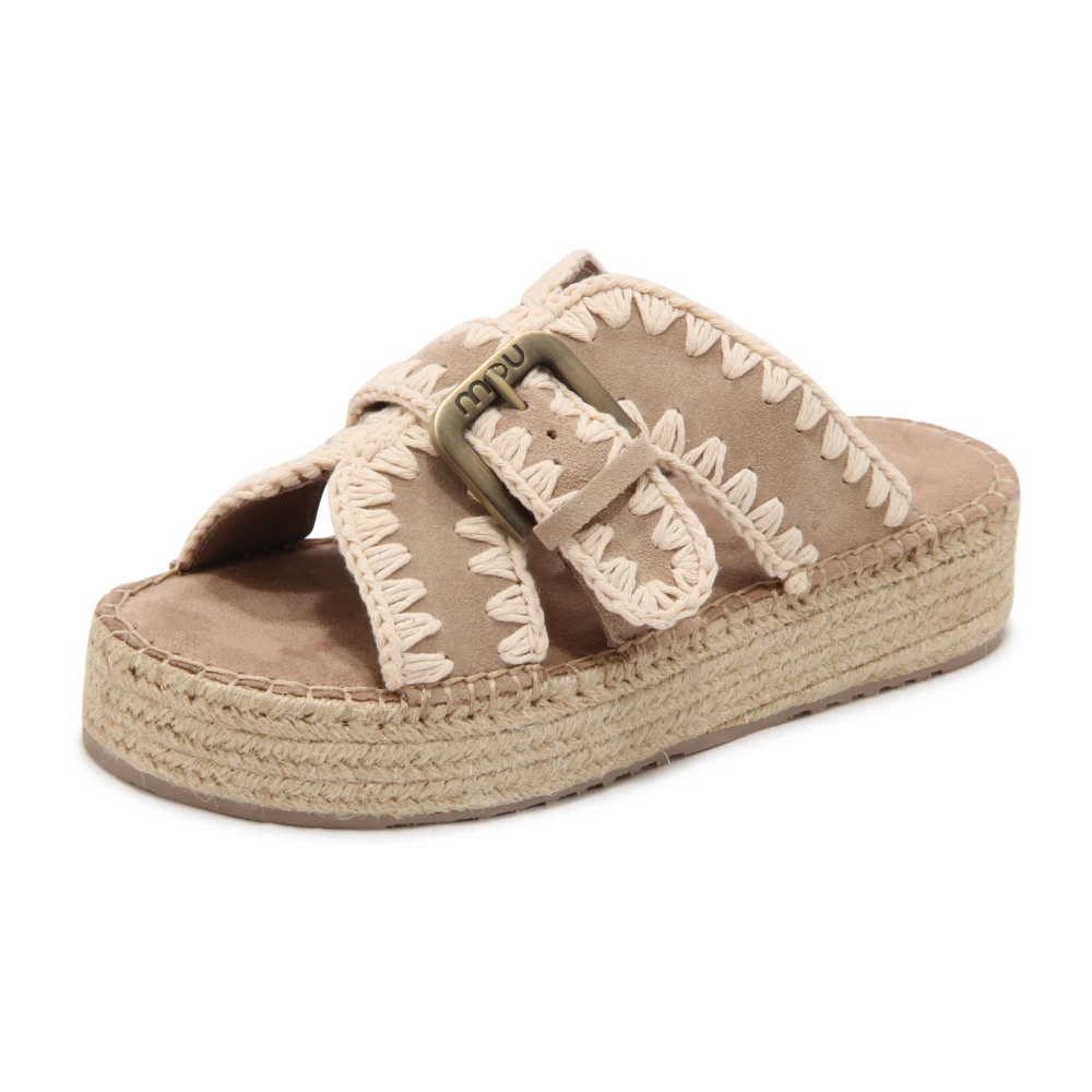 Mou Women's Beige Sliders, 4 Uk, Jute Sandal