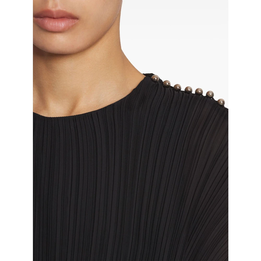 Lanvin Zwarte Gebreide Midi Jurk met Twist Detail Black Dames