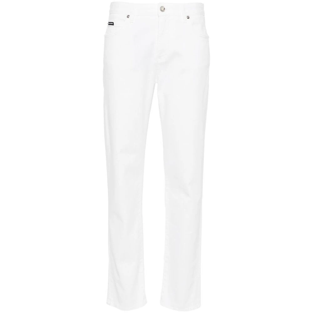Dolce & Gabbana Witte Stretch-Katoenen Denim Tapered Leg Jeans White Dames