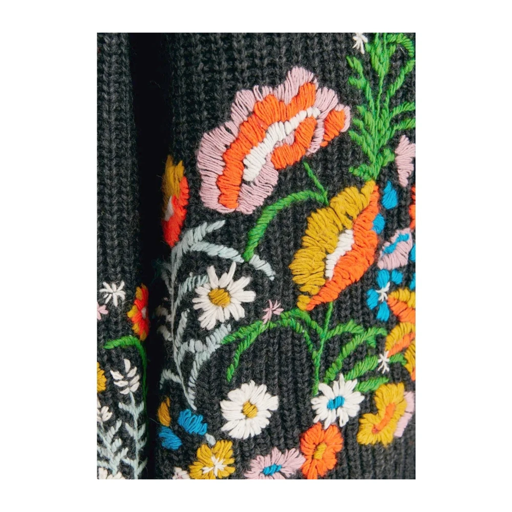 Essentiel Antwerp Donkergrijze Bloemrijke Crewneck Jumper Multicolor Dames