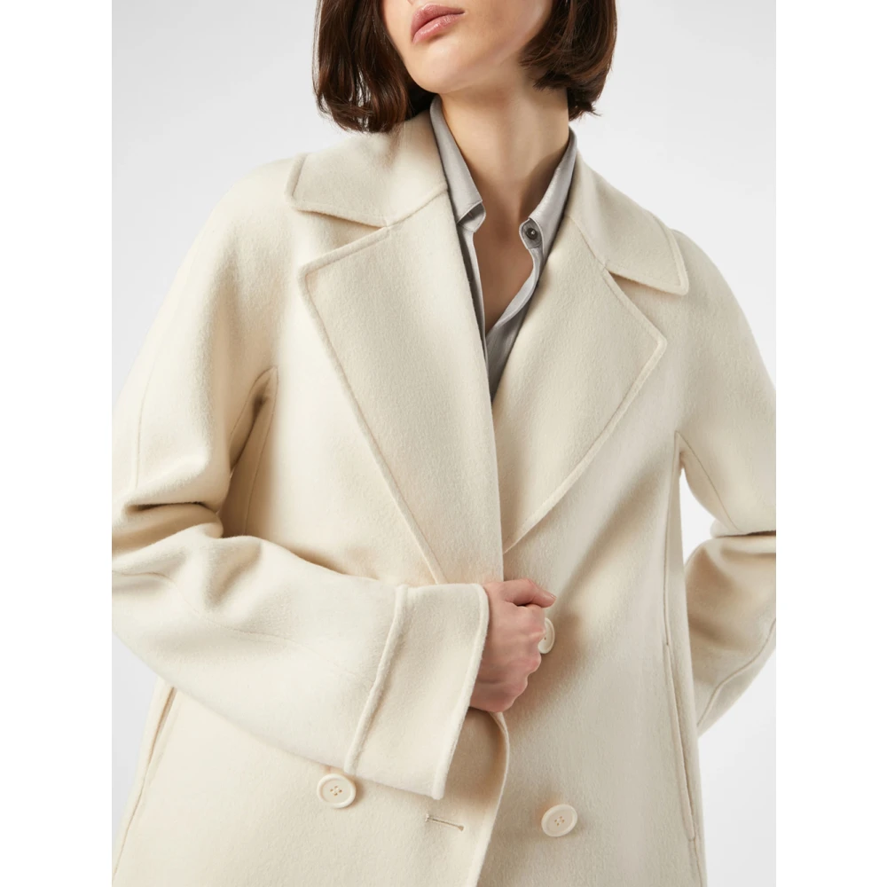 Pennyblack Ivoor Wolblend Double-Breasted Jas Beige Dames