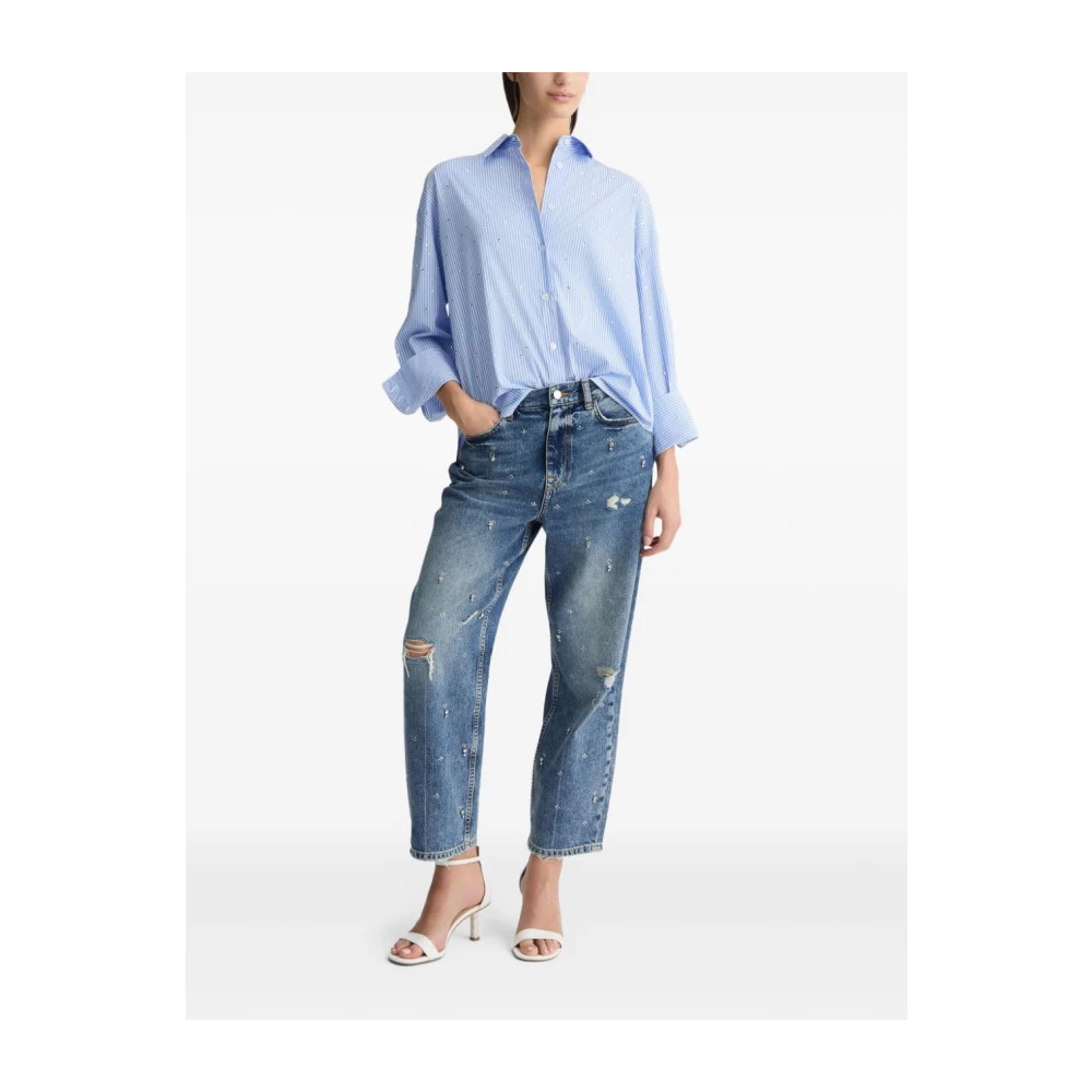 Liu Jo Lichtblauwe Shirt met Strass Steentjes Blue Dames