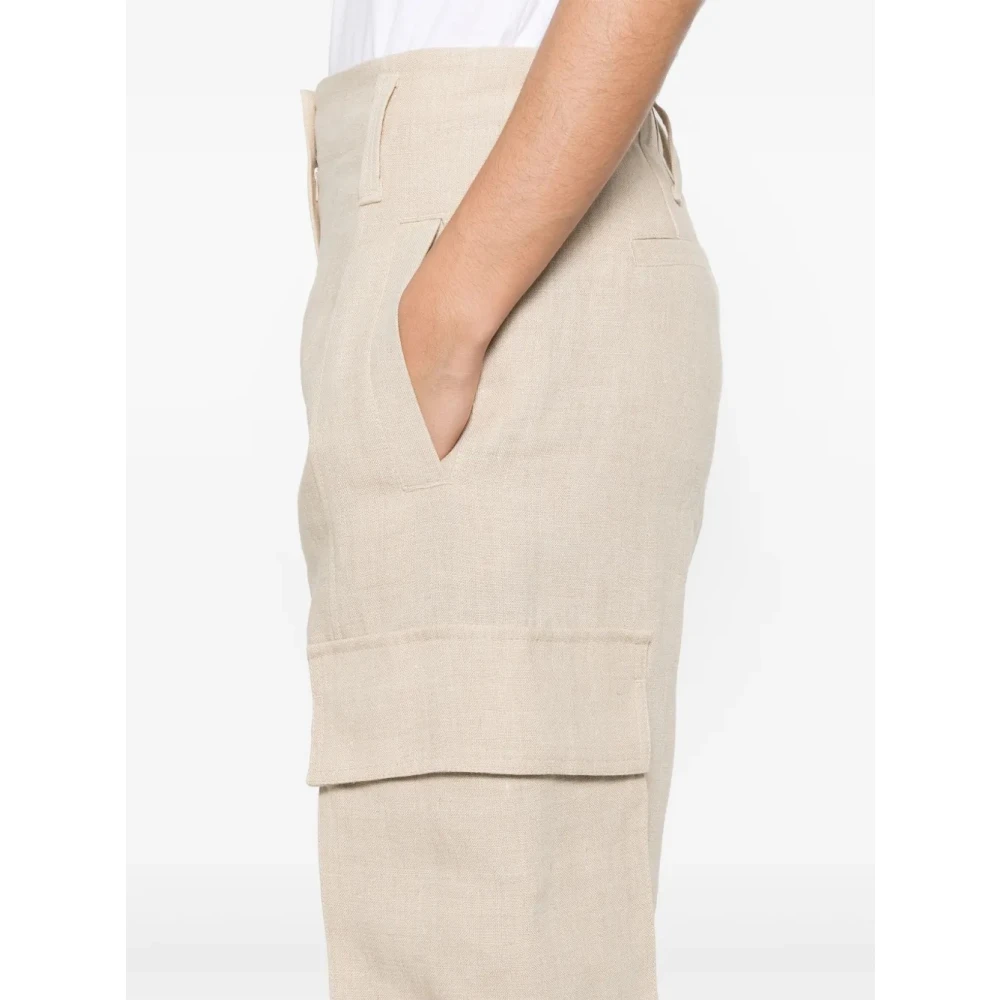 BRUNELLO CUCINELLI Beige Linnen Broek Elegante Stijl Beige Dames