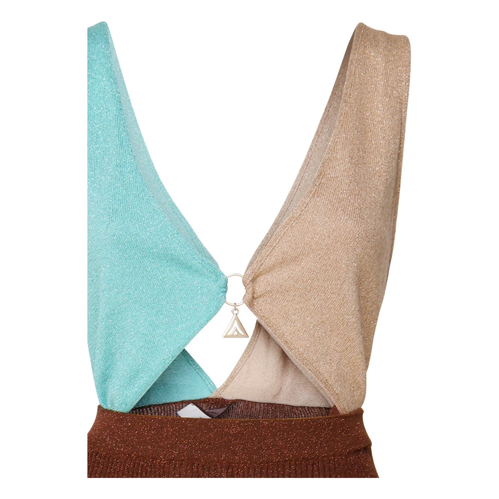 Akep Jurk met uitsnede Beige Turquoise Bruin Brown Dames