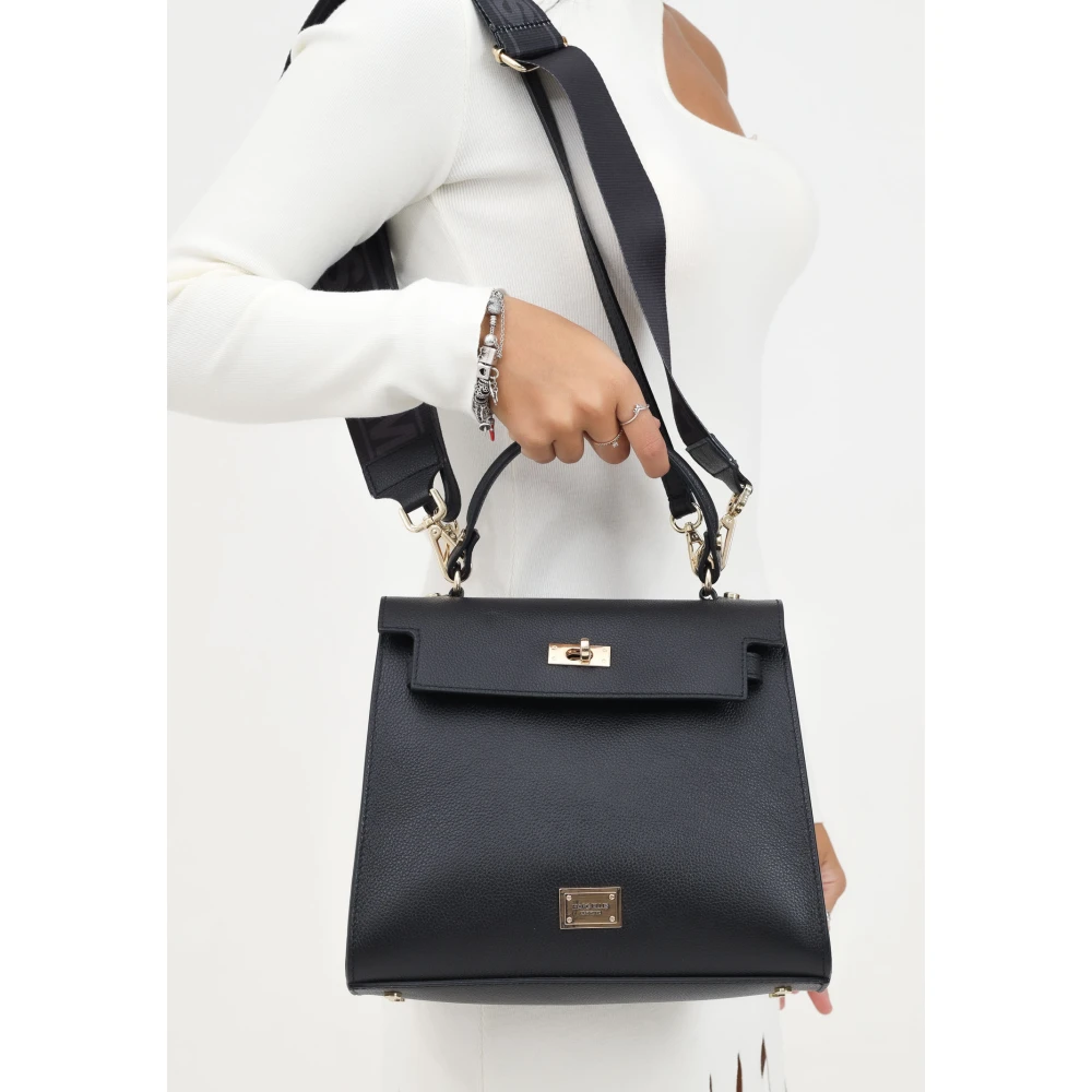 Marc Ellis Klassieke Gestructureerde Handtas met Gouden Details Black Dames