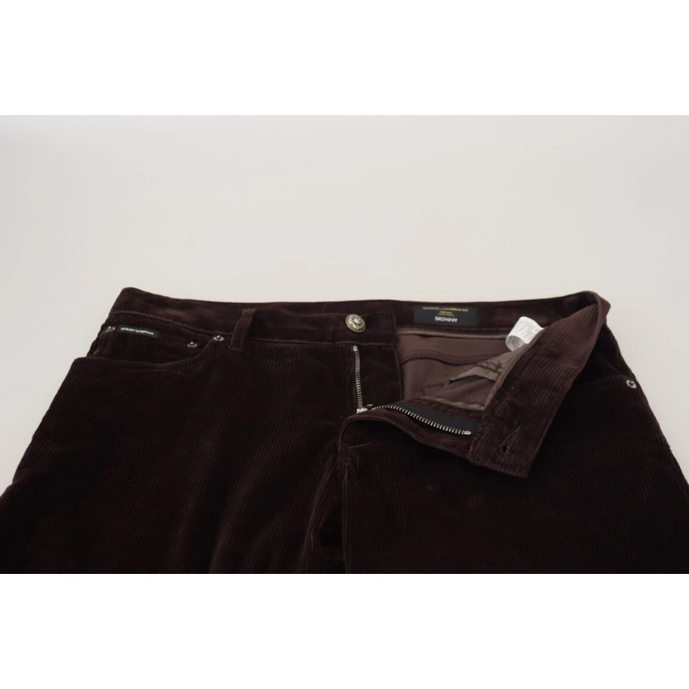 Dolce & Gabbana Elegante Bruine Zijden Broek Brown Heren