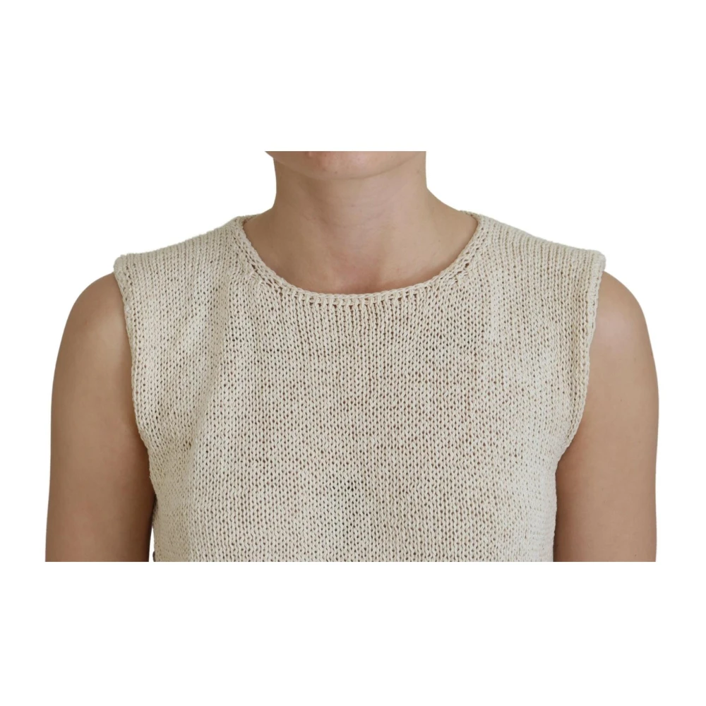 Pink Memories Beige Mouwloze Tanktop Katoenmix Beige Dames