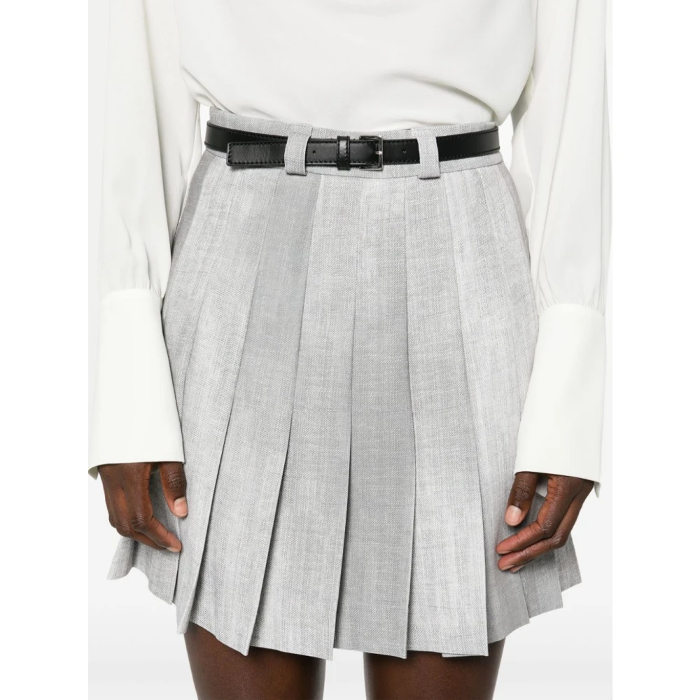 Ermanno Scervino Grijze Plooirok met Distressed Print Gray Dames