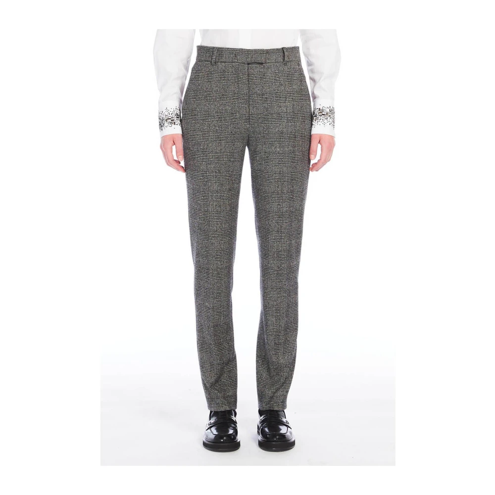 Max Mara Elegante Rechte Broek in Prince of Wales Gray Dames