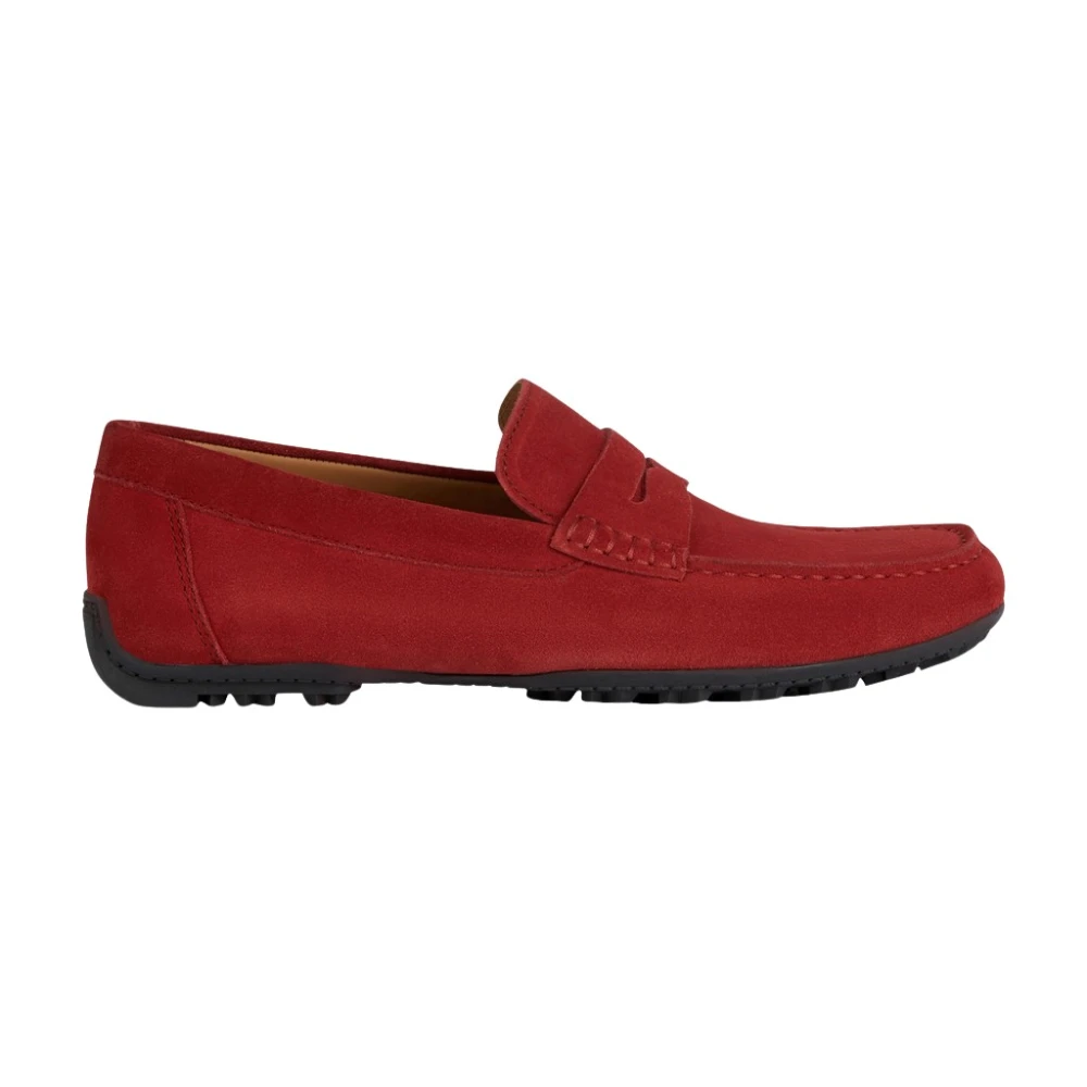 Geox Men's Red Kosmopolis Grip Suede Moccasin - Loafers - 8 Uk - Shoes