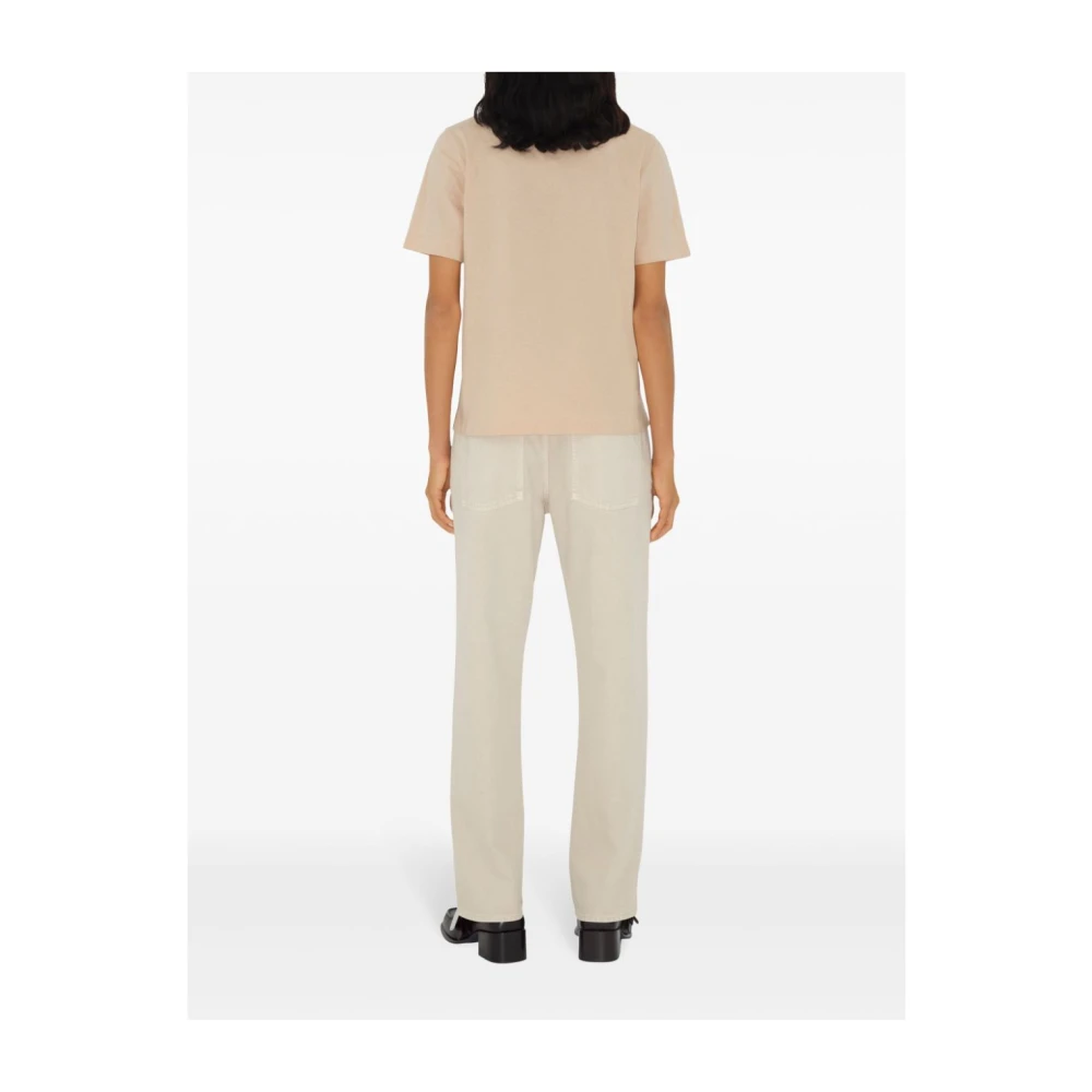 Burberry Beige Katoenen Jersey T-shirt Polo Beige Dames