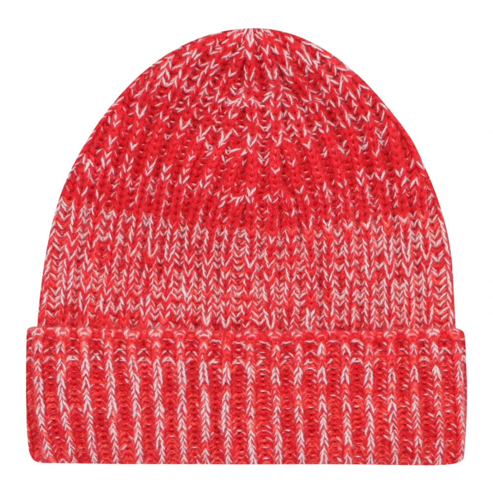 Malo Kashmir Ribbstickad Beanie Mössa Red, Herr