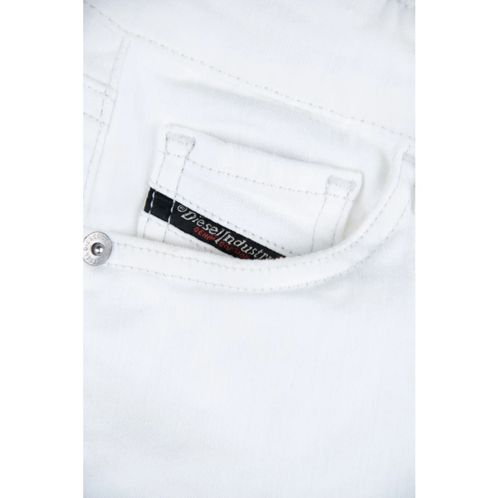 Diesel Damesjeans met knoop en rits White Dames