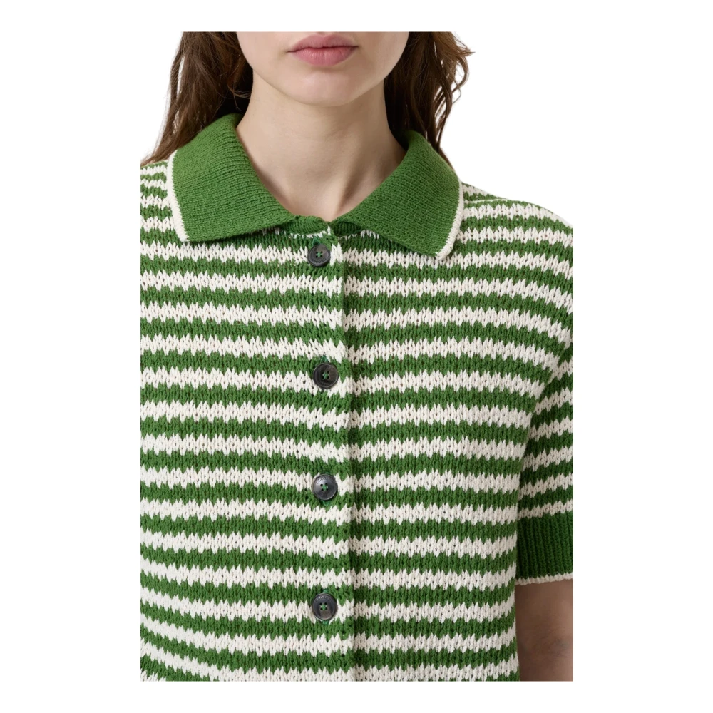 closed Gestreepte Katoenen Vest Green Dames
