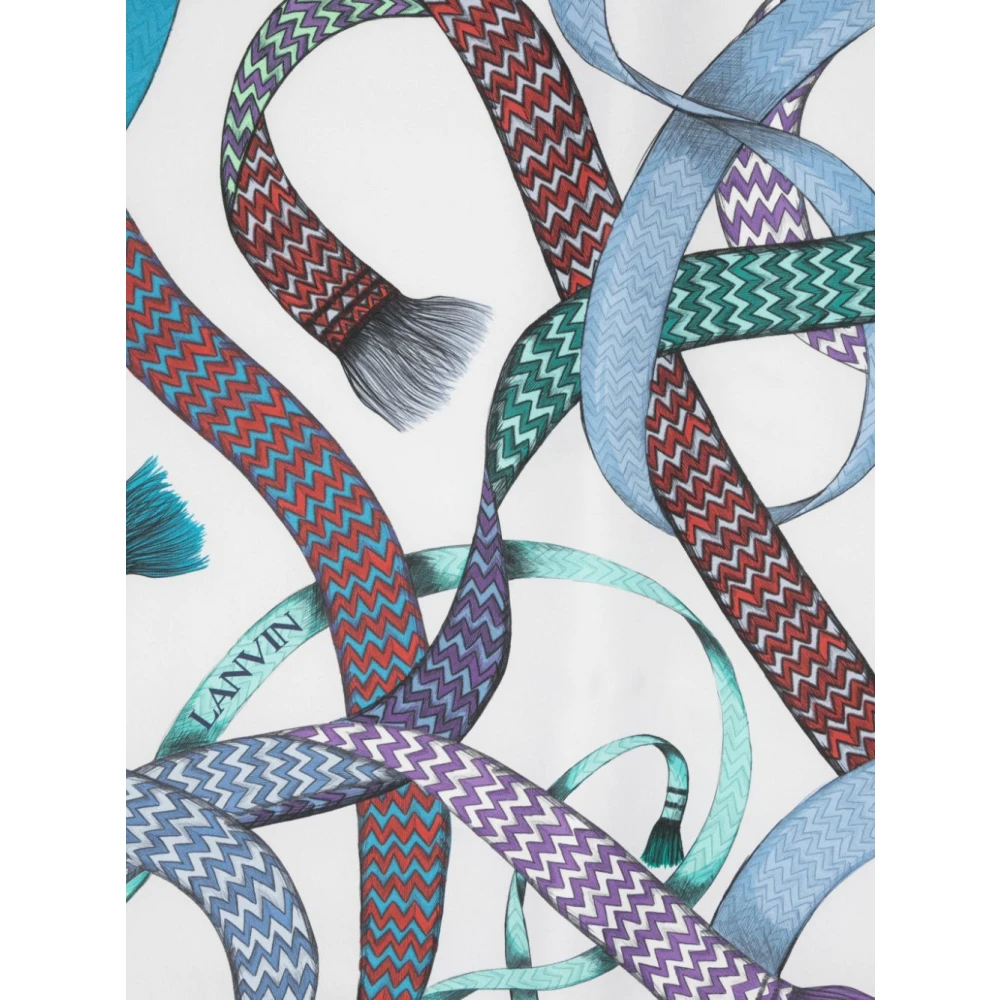 Lanvin Zijden sjaal met logo-print Blue Dames