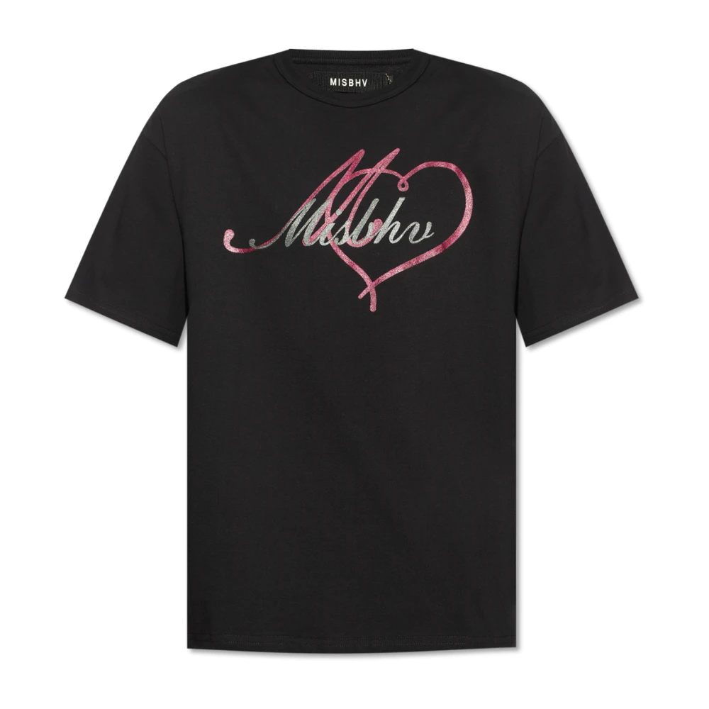 Misbhv Zwart T-shirt met glittergrafiek Black Heren