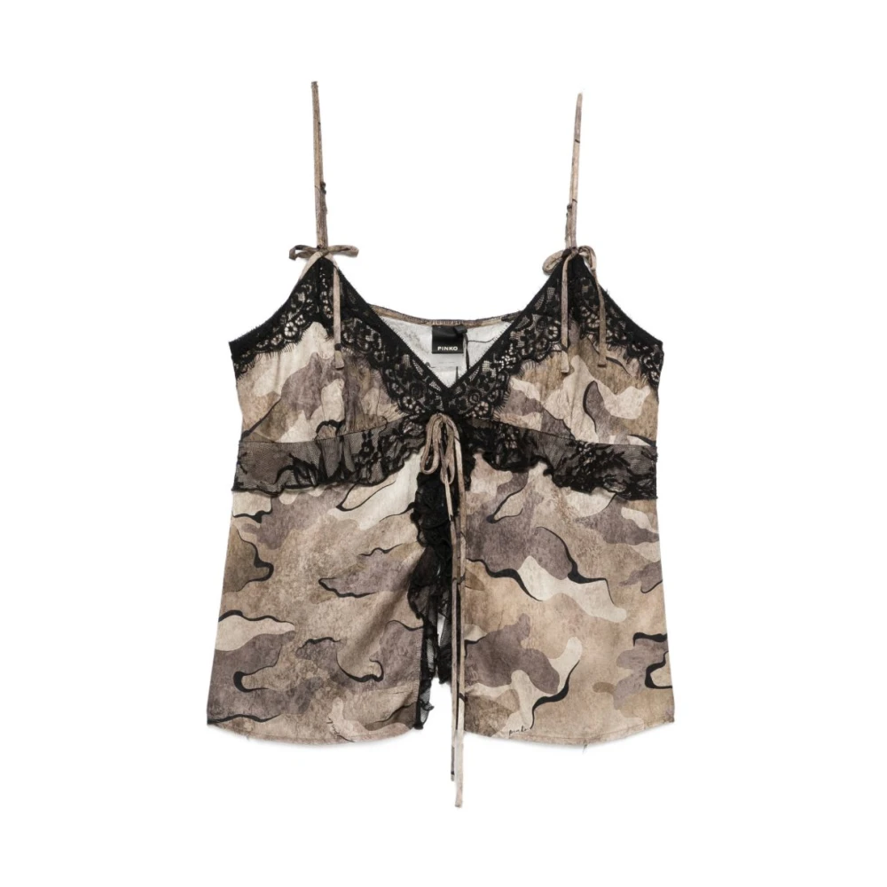 Pinko Women's Beige Sleeveless Tops, 2XS, Riserva Top