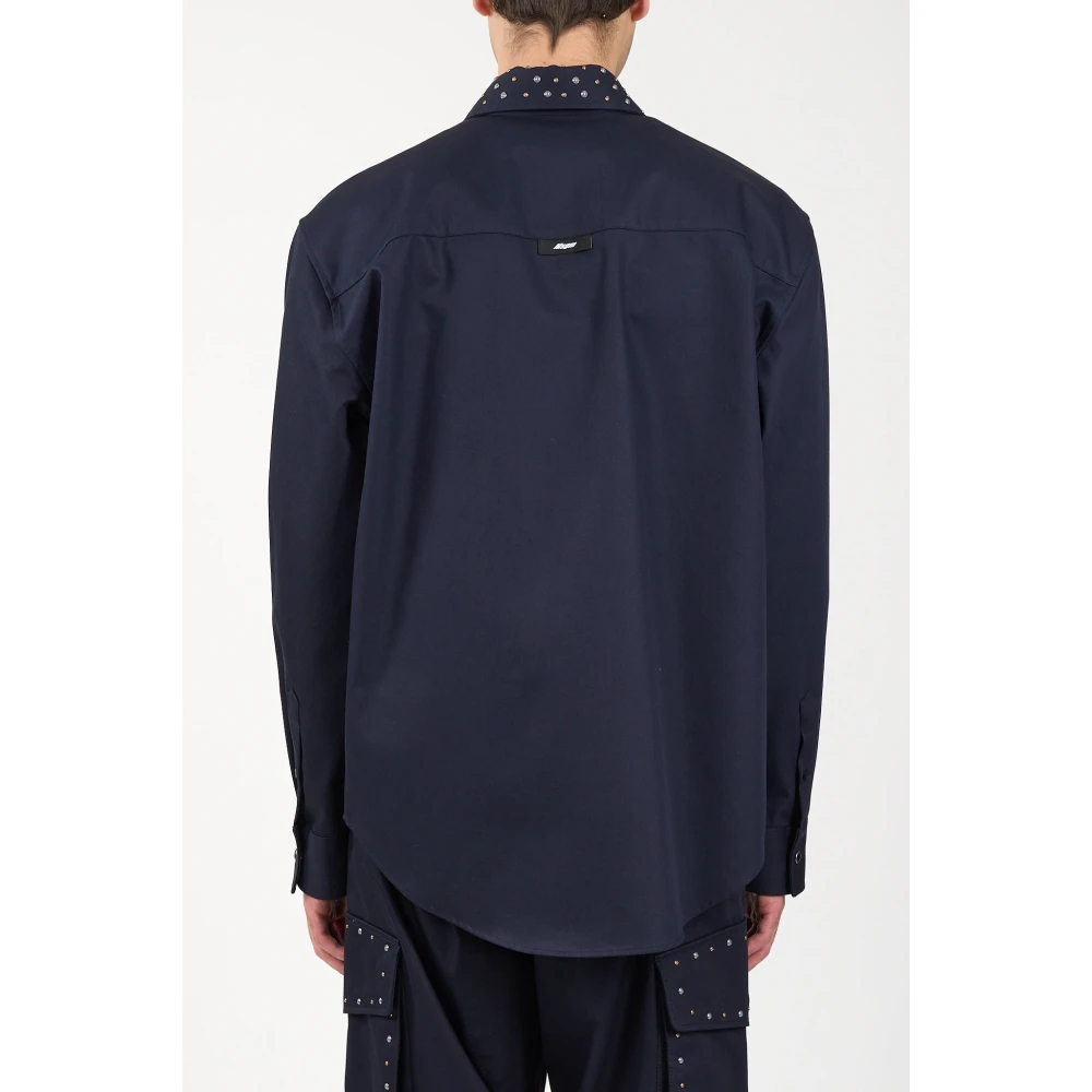 Msgm Gestudde Overhemd met Verborgen Voorknoppen Blue Heren